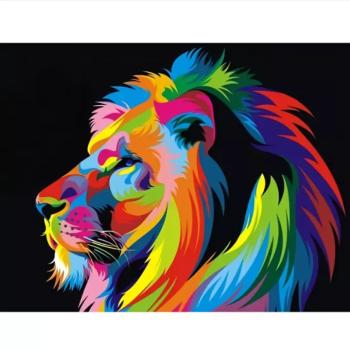 Gyémántszemes kirakó: Színes oroszlán gyémántfestő szett 40x50cm kép