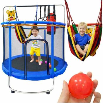 Gyerek kerti trambulin kosárlabdahálóval 155 cm kék