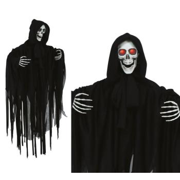 Halloween függő dekoráció – Csontváz tunikában, fénnyel, hanggal és mozgással, 90 cm kép