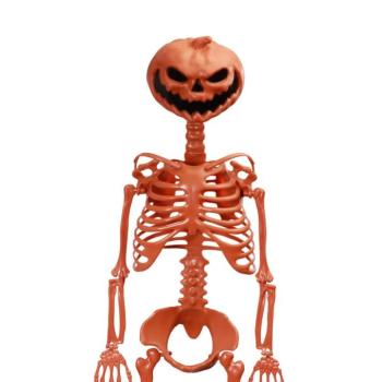 Halloweeni dekoráció – Narancssárga csontváz tökfejjel, 100 cm kép