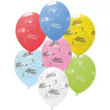 „Happy Birthday” feliratos, pöttyös lufik – 6 db-os szett kép