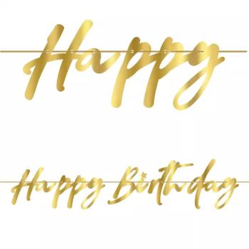 Happy Birthday fűzér – arany színben