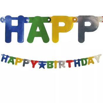 Happy Birthday fűzér – metál színekben kép
