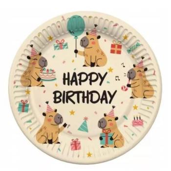 Happy Birthday! Kapibara mintás papírtányér - 6 db-os kép