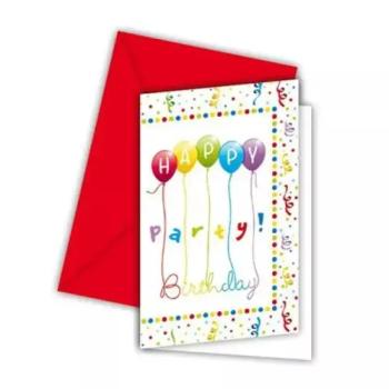 Happy Birthday parti meghívó borítékkal 6db-os kép