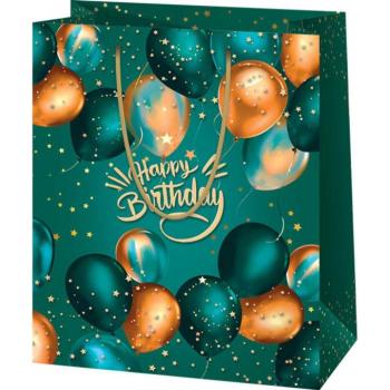 Happy Birthday zöld exkluzív nagy ajándéktáska 26x13x33cm kép
