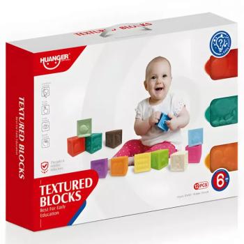 Happy World: 12 db-os tapintásfejlesztő puha építőkocka szett kép