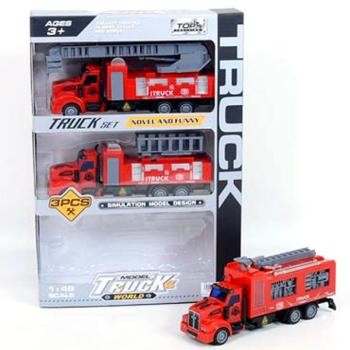 Hátrahúzós tűzoltó kamion szett 3db-os 1:48 kép