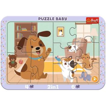 Háziállatok a nappaliban 2 az 1-ben keretes baby puzzle - Trefl kép