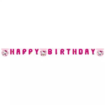 Hello Kitty szülinapi „Happy Birthday” feliratú party banner kép