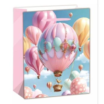 Hőlégballon mintás ajándéktasak - 18 x 23 cm kép