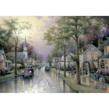 Hometown Morning, Thomas Kinkade, 1000 db (58441) Morgen in der kleinen Stadt kép
