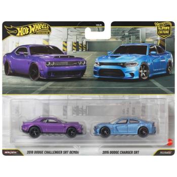 Hot Wheels: Deluxe 2018 Dodge Challenger SRT Demon és 2015 Dodge Charger SRT kisautó 2 db-os csomag 1/64 - Mattel kép