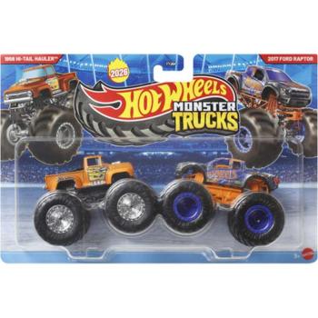Hot Wheels Monster Trucks: 1956 Hi-Tail Hauler vs 2017 Ford Raptor kisautó 2db-os csomag 1/64 - Mattel kép