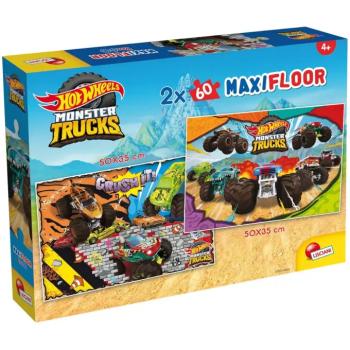 Hot Wheels Monster trucks 2 x 60db-os maxi padló puzzle 50x35cm - Lisciani kép