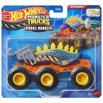 Hot Wheels Monster Trucks: Big Rigs hatkerekű Motosaurus vontató járgány 1/64 – Mattel kép