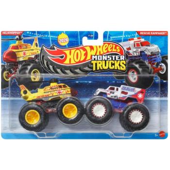 Hot Wheels Monster Trucks: Helichopper vs Rescue Rampager kisautó 2db-os csomag 1/64 - Mattel kép