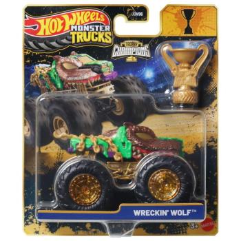 Hot Wheels Monster Trucks: Wreckin Wolf bajnok monster kisautó serleggel 1/64 - Mattel kép