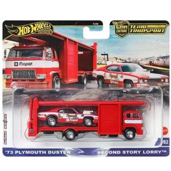Hot Wheels: Second Story Lorry Prémium autószállító és 73 Plymouth Duster kisautó 1/64 - Mattel kép