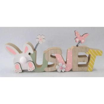 "Húsvét" fa dísz nyuszival - 30 x 13 cm kép