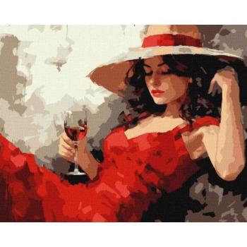Ideyka: Festés számok szerint, Kalapos lány - 40 x 50 cm kép