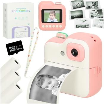 Instant hőkamerás nyomtató + patronok 32 GB-os kártyával, rózsaszín kép