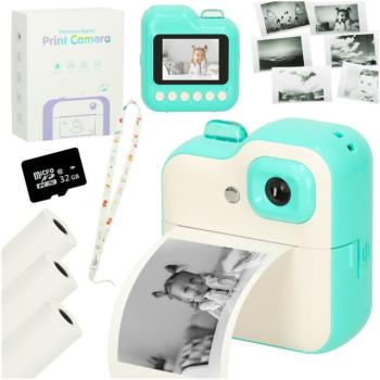 Instant hőkamerás nyomtató + patronok 32 GB-os kártyával, zöld kép