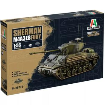 Italeri 1/56 M4A3E8 Sherman Fury tank makett kép