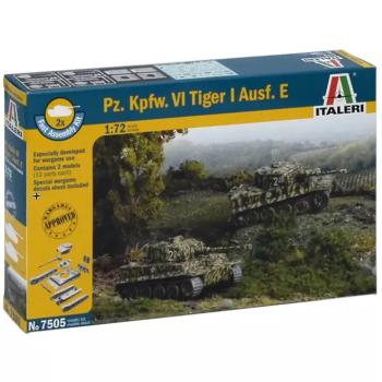 Italeri 1/72 Pz. Kpfw. VI Tiger I Ausf. E Tigris tank 2db-os makett szett kép