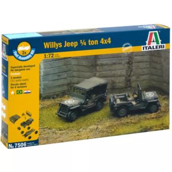 Italeri 1/72 Willys Jeep 1/4 ton 4x4 katonai járművek 2db-os makett szett kép