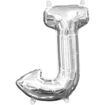 J betű mini fólia lufi 33 cm - ezüst
