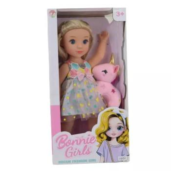 Játékbaba mini unikornis plüssel - Bonnie, 29 cm kép