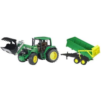 John Deere 6920 traktor homlokrakodóval és vontatójárművel - Bruder 1134 kép