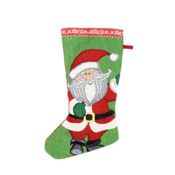 Karácsony zokni kandalló fölé - zöld Santa Claus kép