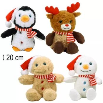 Karácsonyi vegyes állatok sállal, 20 cm, 4 féle kép