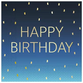 Kék színű szülinapi ;Happy Birthday; feliratú 2 rétegű papírszalvéta 20db-os csomag kép