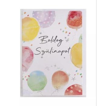 Képeslap színes lufikkal és Boldog Szülinapot felirattal - 13 x 19 cm kép
