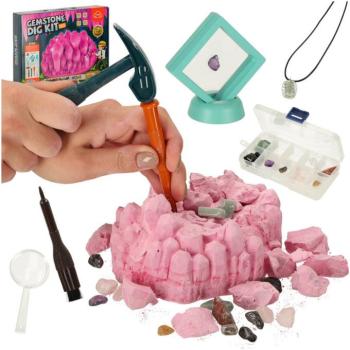 Kis régész tudományos készlet gyémánt kristály bánya ásatások kristályok 9 db. kép