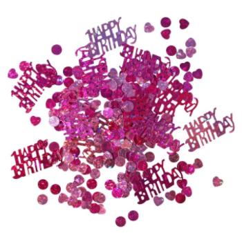 Konfetti - Happy Birthday fólia rózsaszín 15 g