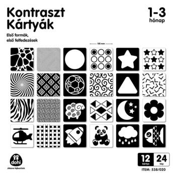 Kontraszt kártyák babáknak 1-3 hónapos korig 12db-os szett kép