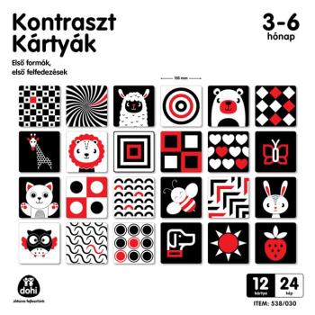 Kontraszt kártyák babáknak 3-6 hónapos korig 12db-os szett kép