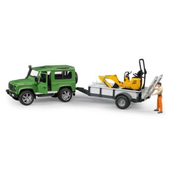 Land Rover Defender - vontatmánnyal, JCB mikro kotrógéppel - Bruder 2593 kép