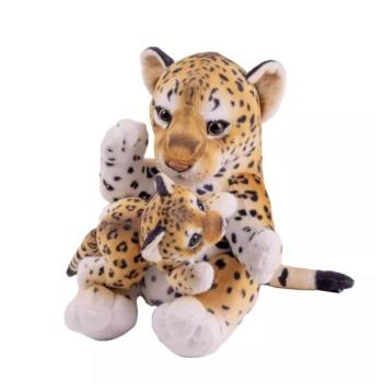 Leopárd plüssfigura kicsinyével - 25 cm kép