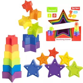 Little Stars: Színes csillag formájú toronyépítő bébijáték kép