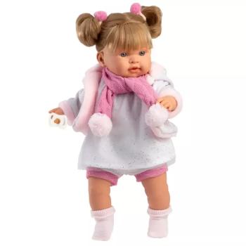 Llorens: Alexandra 42cm-es síró baba cumival rózsaszín bojtos sállal kép