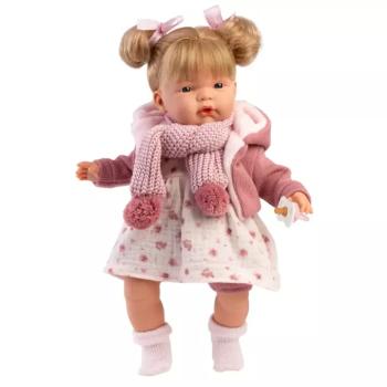 Llorens: Joelle 38cm-es baba hanggal kötött kabátban sállal kép