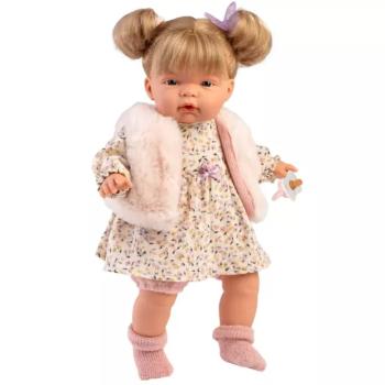 Llorens: Joelle 38cm-es baba hanggal szőrös mellényben kép