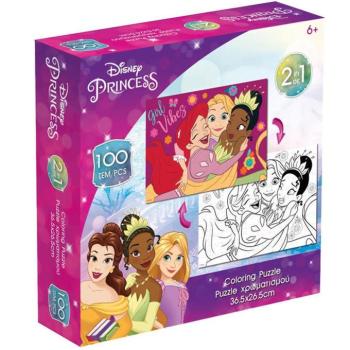 Luna: Disney hercegnők 2 az 1-ben 100db-os színezhető puzzle kép