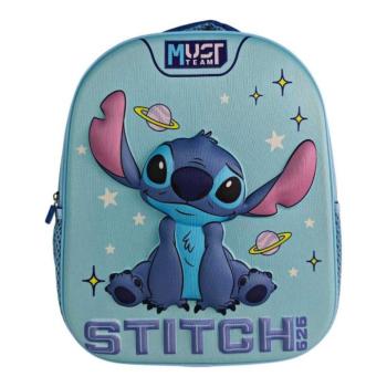 Luna: Must Team 3D Stitch az űrben mintás lekerekített ovis hátizsák 26x10x32 cm kép