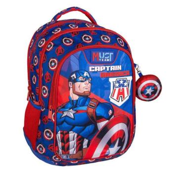 Luna: Must Team Amerika Kapitánya lekerekített 3 rekeszes iskolatáska, hátizsák 32x18x43cm kép